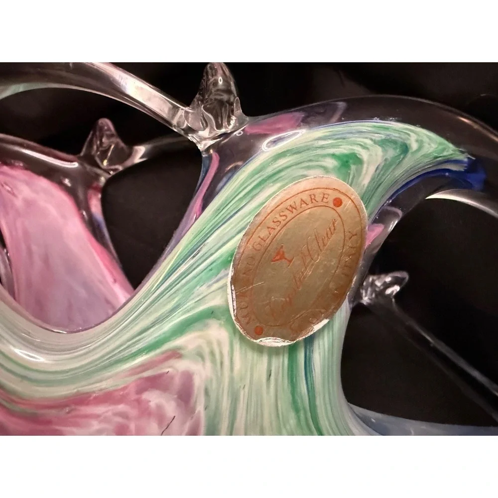 Vintage Murano Handblown Stretch Art Glass Napkin/Letter Holder Italy EUC